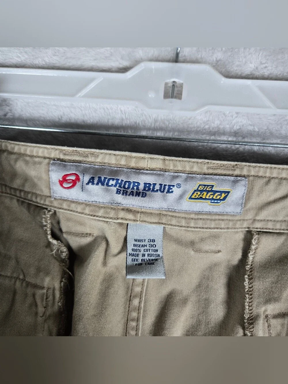 Anchor Blue Big Baggy Cargo Pants Mens Size 38x30 Khaki Loose Skater Vintage Y2K